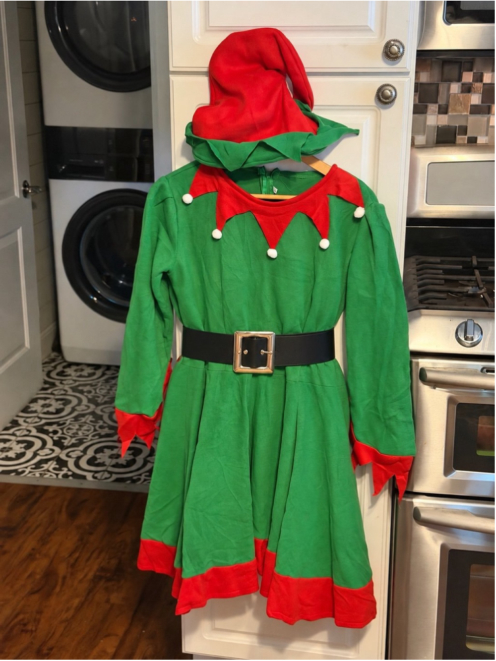 Adult Elf Costume w/ Hat, Belt, Socks, Shoe Covers and Ears
